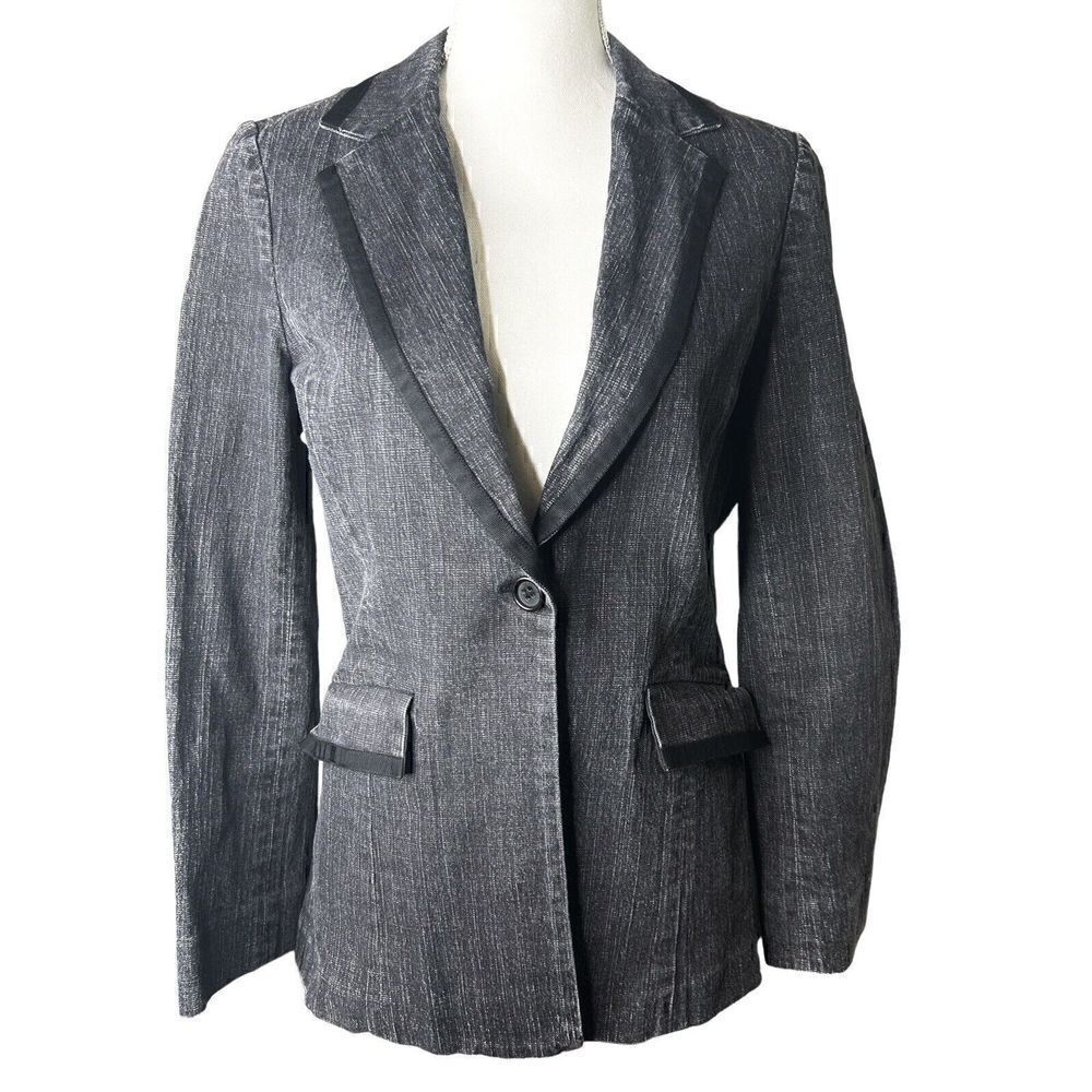 Kenneth Cole New York Black Denim Vintage Blazer Sz 2